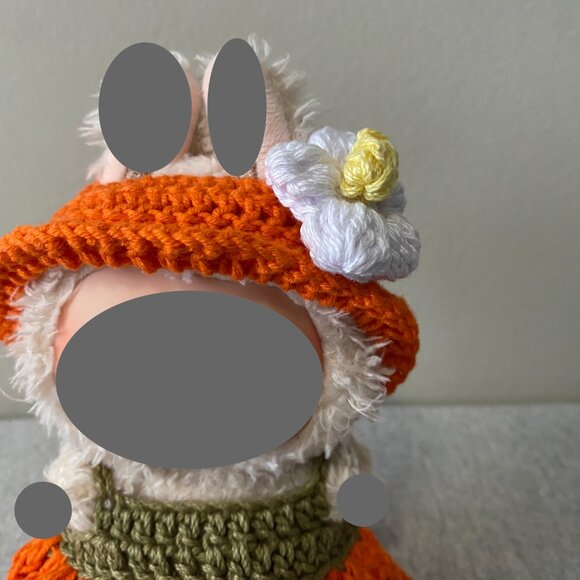 Handmade Crochet Autumnal Orange Green Outfit for 17cm Plush Doll 2-Piece Set - Picture 5 of 7